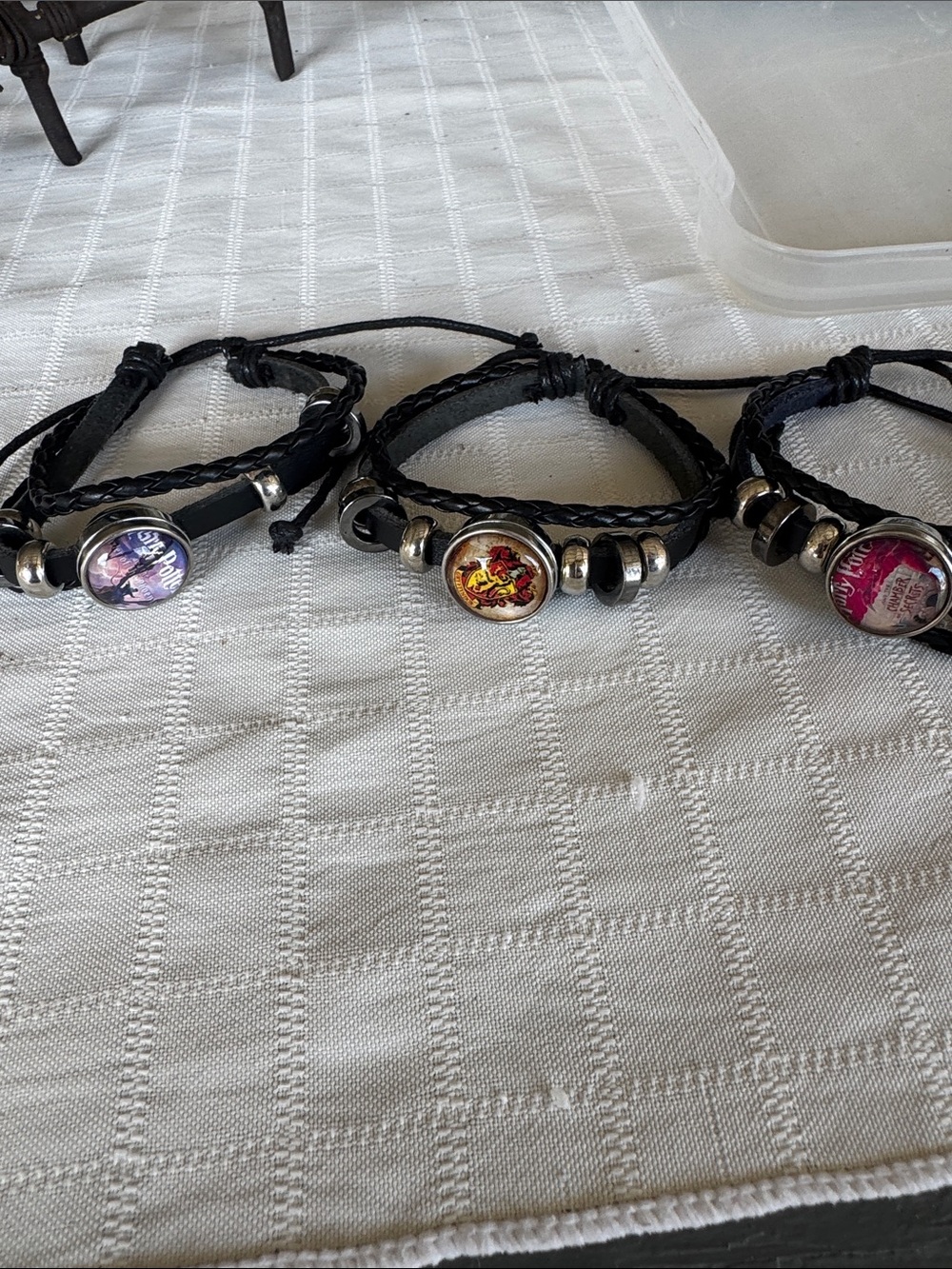 Adjustable Black Braided Leather Wrap Bracelets Harry Potter